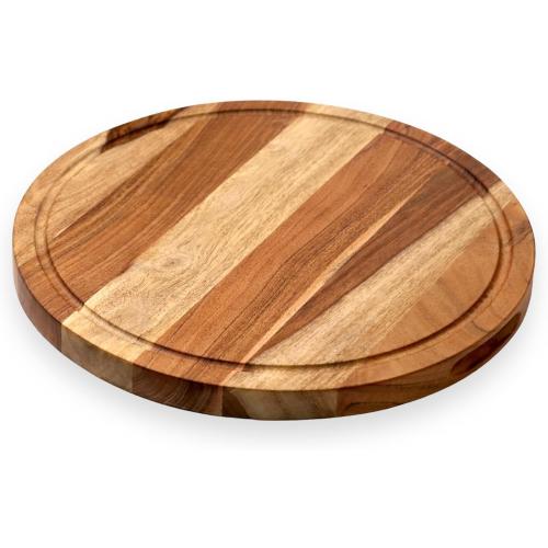 Large Wooden Round Chopping Board, Cutting/Serving Board, Charcuterie, and Cheese Board for Kitchen | Natural Acacia Wood | 15 * 15 * 1 Inches | Handcrafted in India