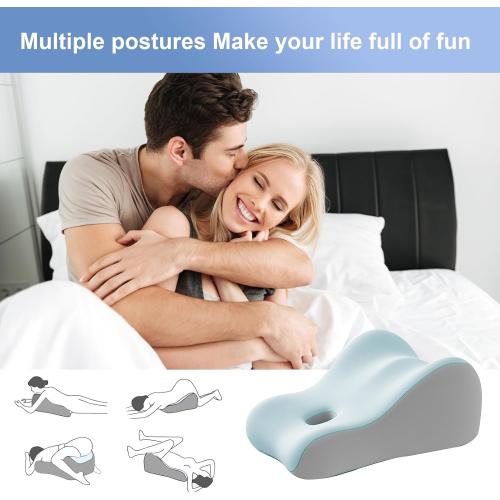 ‼️has STAINS ‼️Intimacy Wedge Pillow for Couples Memory Foam Support Cushion-Blue | Memory Foam Support Cushion for Waist, Neck & Back, Waterproof & Portable with Washable Cover, Ideal for Sitting, Lying