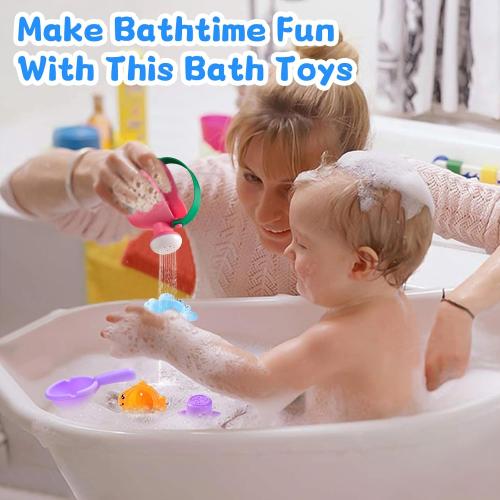 Fajiabao Baby Bath Toys for Kids Ages 1-3 Toddler Bath Toys Mold Free for 2-4 Bathtub Sand Beach Pool Water Toys for 1  Year Old Girl Gifts 5 PCS (Color Random)