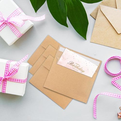 50Packs A4 Kraft Envelopes 4x 6 Inch Card Envelopes,Self Seal for Weddings, Greeting Cards，Mailing， Invitations, Photos, Postcards