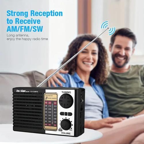 Portable Solar Radio, AM/FM/SW Bands, Digital Speaker with Strong Reception, LED Lights, USB Charging, Detachable Battery for Camping and Mountaineering Outdoor Camping Jogging