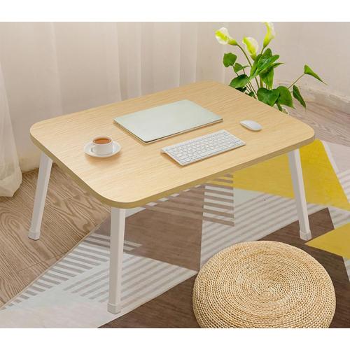 Folding Lap Desk for Bed, 23.6 Inch Portable Laptop Stand for Couch, Bed & Floor | Bed Tray Table for Eating, Writing, Reading | Foldable Sturdy Laptop Desk for Adults, Oak