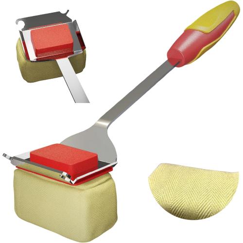 Grill Brush for BBQ, Heavy Duty Stainless Steel Grill Cleaner with 8 Wooden Handle & Scraper, Heat-Resistant Bristles for Gas, Charcoal Grills, Griddles, Oven, Camping Accessories (Red)