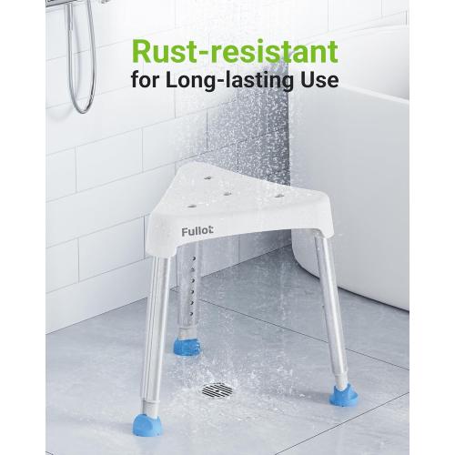 Space-Saving Triangular Shower Chair for Inside Shower, FSA/HSA Eligible 400 lbs Adjustable Shower Stool for Elderly and Disabled, Non-Slip Bathtub Chair with Stable-Bracing, Tool-Free Assembly, White