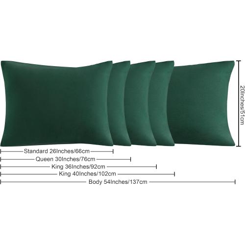 NTBAY Queen Pillowcase Set - 4 Pack Brushed Microfiber Pillowcases - Soft, Wrinkle-Free, Fade-Resistant, Stain-Resistant, Dark Green Pillowcases with Envelope Closure -  Dark Green