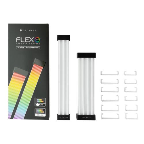2 Pack TECWARE Flex RGB, Cable Cover Kit, Light Up LED Strip Set for PSU Extensions, 5V 3 Pin ARGB Sync, Compatible with 8-Pin or 16-Pin GPU Cable, 24-Pin Motherboard Cable, Black