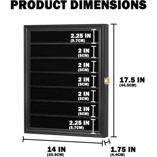 Military Challenge Coin Display Case Poker Chip Display Stand Rack Black Finish 98% UV Protection Compatible with Army Navy Air Force Marine Corps Honored Coins