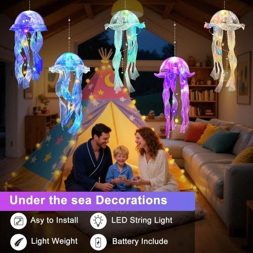 Jellyfish Decor, 10 Pcs Jellyfish Lanterns - Hanging Jelly Fish Decoration for Mermaid Theme Party & Under The Sea Party Decorations, Birthday Gift Supplies for Women Girls Baby (5 Colors)