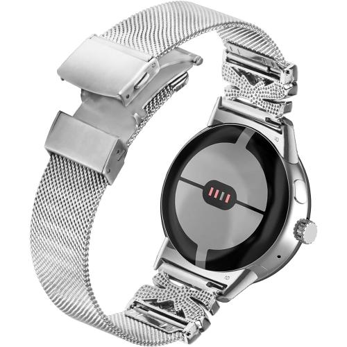 Compatible with Google Pixel Watch 4 45mm Metal Band, Adjustable Replacement Stainless Steel Mesh Loop Strap for Pixel Smartwatch Accessories