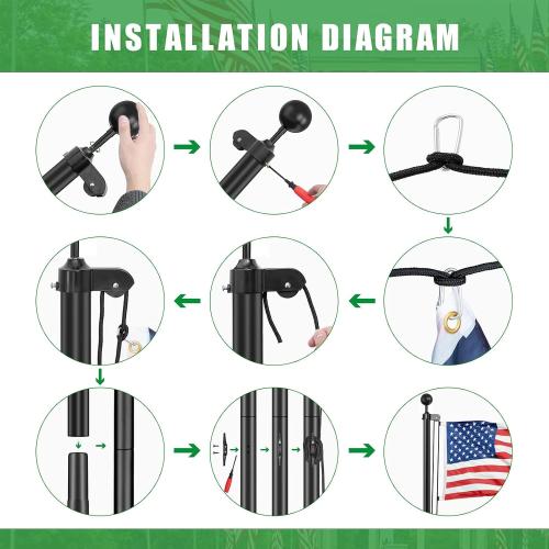Panta Flag Pole for Outside In Ground, 20FT Sectional Flag Pole Kit, Extra Thick 14 Gauge Heavy Duty Aluminum Flagpole, Outdoor Flag Poles with 3x5 American Flag for Yard, Residential or Commercial