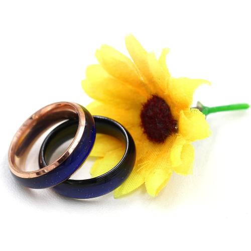6mm Stainess Steel Band Temprature Sensitive Color Changing Mood Rings for Men Women, His Her Black Rose Gold Plated Anniversary Wedding Birthday Band Rings Y1854