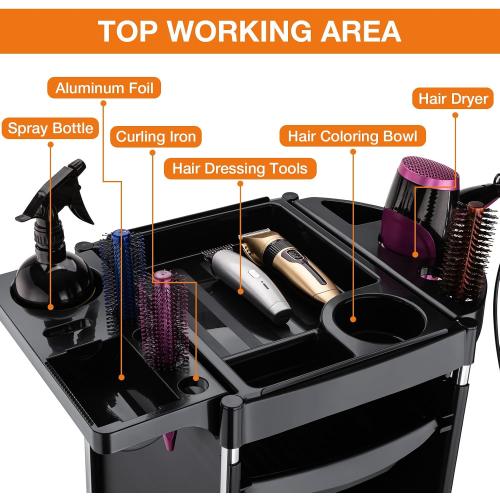 Noverlife Hair Salon Storage Tool Cart, 6-Layer Salon Cart with Wheels, Space Saving Barber Station Trolley, Rolling Carts for Hair Stylist Barber Storage Trolly for Hairdressing Beauty SPA Tattoo