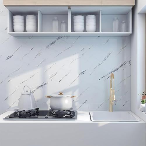 Size 23.6x197 Glossy Marble Contact Paper White Peel and Stick Wallpaper Marble Wallpaper Self-Adhesive Removable 23.6x197 Wall Paper for Cabinets Bathroom Waterproof Wallpapers Modern Decorative