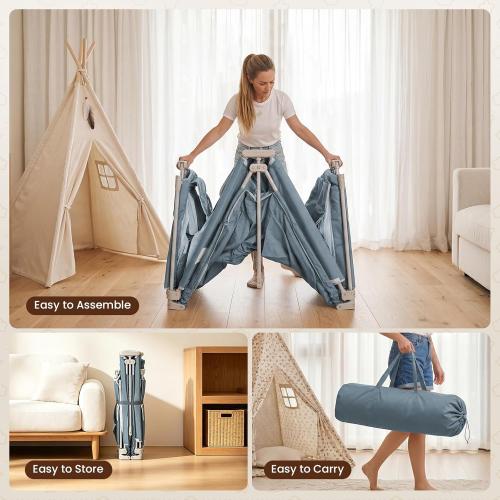 Foldable Baby Playpen - 50×50 Collapsible Play Pen for Babies and Toddlers - Indoor Outdoor Play Pen with 4 Handles - Folding Baby Playpen with Carry Bag Portable Travel Play Yard ‼️like new ‼️
