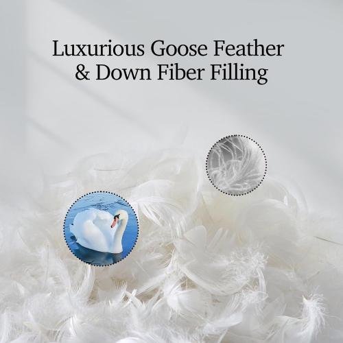 Feather Down Fiber Comforter King Size, 100% Cotton Ultra Soft Duvet Insert King, Hotel Hypoallergenic Extra Warmth Bedding Comforter, White 106x90 Inch