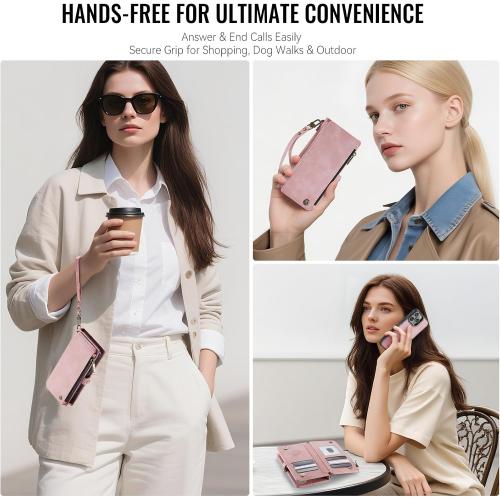 Defencase for iPhone 16 Pro Max Case Wallet Compatible with Magsafe, Pink