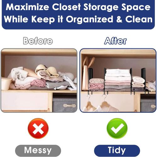 SSAWcasa Shelf Dividers for Closet Organization, 8 Pack Shelf Organizer, Metal Dividers for Wood Shelves Separator for Purse Handbag Sweater Clothes Book Storage Bedroom Wardrobe Kitchen Cabinet