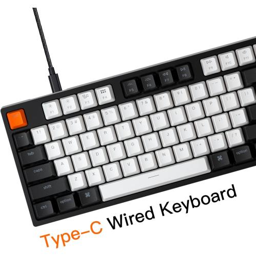 Keychron C2 Full Size Wired Mechanical Keyboard for Mac, Hot-swappable, Gateron G Pro Brown Switch, White Backlight, 104 Keys ABS keycaps Gaming Keyboard for Windows,Type-C Braid Cable