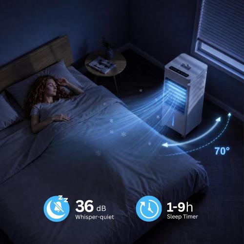 Portable Air Conditioners, 3 Wind Moodes, 12 Wind Speeds, XL Water Tank with 8 Ice Packs, Wide Oscillation, Air Conditioner Portable Swamp Personal Air Conditioner Room Bedroom