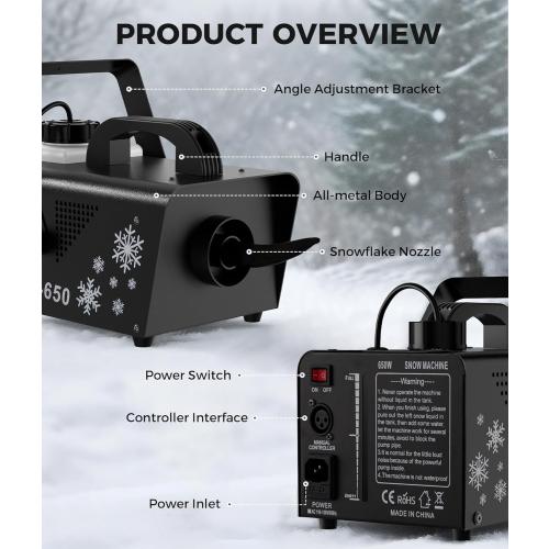 IMONE 650W Snow Machine Christmas Gift Snow Maker Machine,Artificial Snow Making Machine Snowflake Machine,Snow Machine Indoor with Remote Snow Machines for Outdoors Party Parade Picture