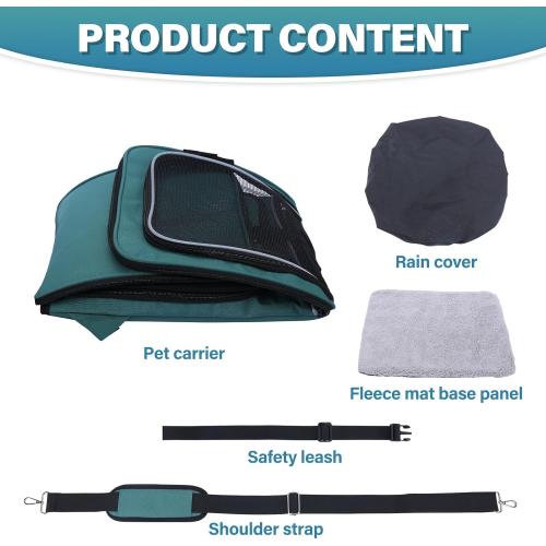 Expandable Foldable Dog Basket Backpack - Safe, Easy Travel Carrier for Small Pets (Green)