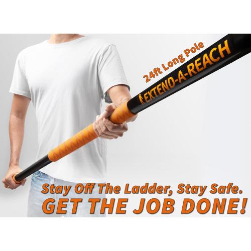 5-24 ft Long Telescoping Extension Pole // Multi-Purpose Extendable Pole with Universal Twist-on Metal Tip // Lightweight and Sturdy // Best Telescopic Pole for Painting, Dusting and Window Cleaning