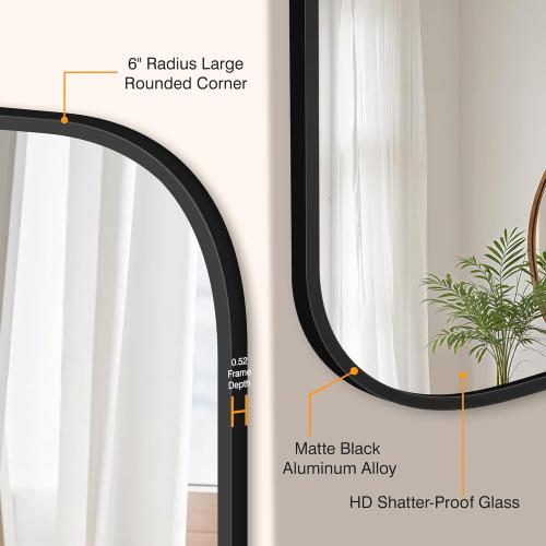 Bathroom Mirror for Wall, Black Bathroom Vanity Mirror for Over Sink 35 x 35, HD Reflection Shatterproof Square Mirror for Living Room Bedroom Entryway, Metal Frame
