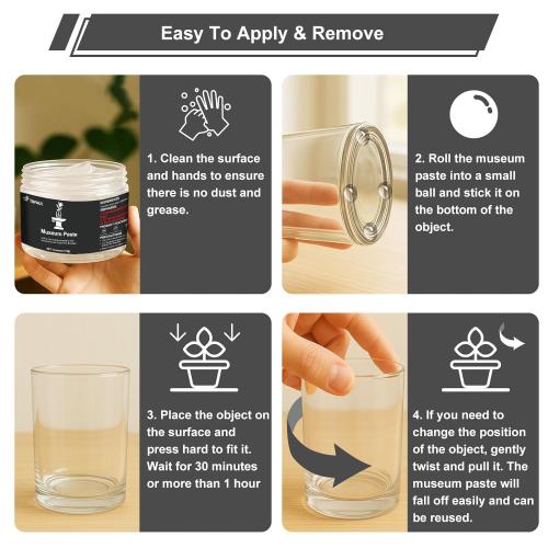 4 oz Exhibits Fixing Gel for Museum, Removable Clear Museum Paste Putty Wax, Reusable & No Residue, Fixed Collection Artifacts and Decorations to Prevent Vibration, Falling
