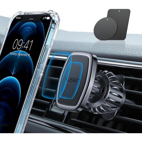 LISEN Magnetic Phone Holder for Car, Upgraded Clip   Ultra 6 Strong Magnets, Phone Magnets for Back of Cell Phone, Soporte de Telefono para carro, Gifts for Women Men, Car Accessories