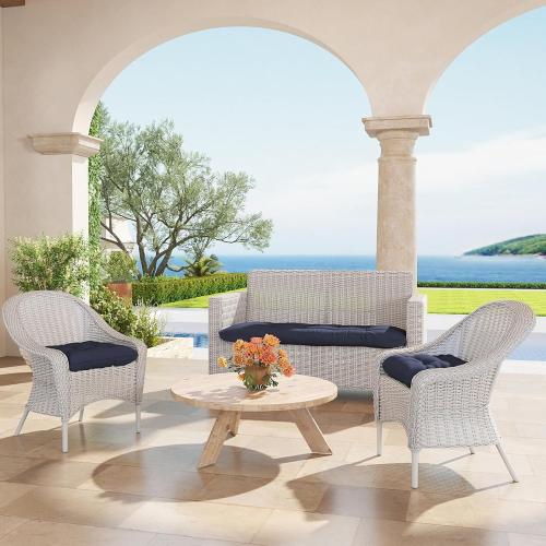Outdoor Chair Cushions 22x22x4 Inch Set of 2, Dark Blue | Tufted Seat Pads with Ties for Patio Furniture Wicker Chairs Dining Chair, Waterproof Fade Resistant, Indoor Outside Use
