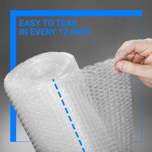 Bubble Cushioning Wrap Rolls, 3/16 x 12 x 72' ft Total [2 Rolls of 36 Feet] Perforated Every 12, 20 Fragile Stickers for Packaging, Shipping, Mailing