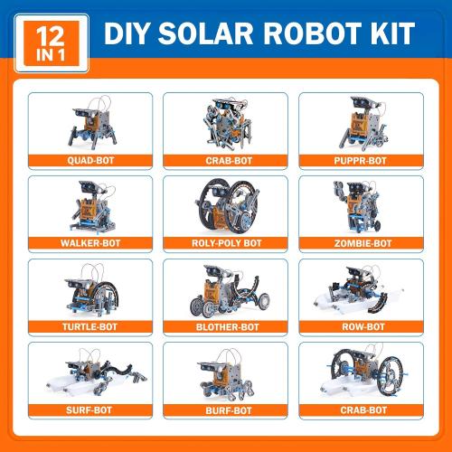 12-in-1 Solar Robot Kit for Kids Age 8-12, STEM Educational Solar Power Robotic Toys Gifts for Kids, DIY Science Building Experiments Kit Christmas Birthday Gifts for Boys Girls Age 8 9 10 11 12