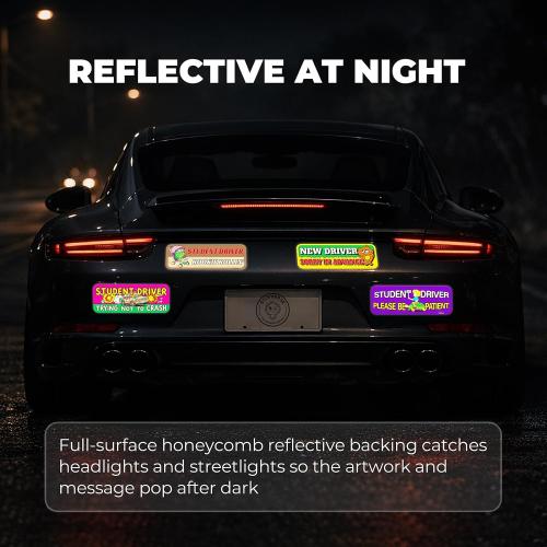 Student Driver Magnet for Car - Funny Reflective New Driver Magnet, Magnetic Student Driver Signs for Vehicle