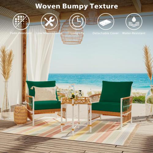 Sundale Outdoor Olefin Deep Seat Cushion, Patio Chair Cushion and Pillow, Water-Resistant Sectional Sofa Pad with Straps Dark Green, 24 x 24 x 4 Inches