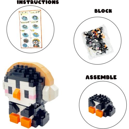 6 Pack Cute Mini Animal Building Blocks Toys for Kids Easter Egg Fillers, Valentines School Classroom Exchange Party Favors Gifts for Boys Girls Age 6-12