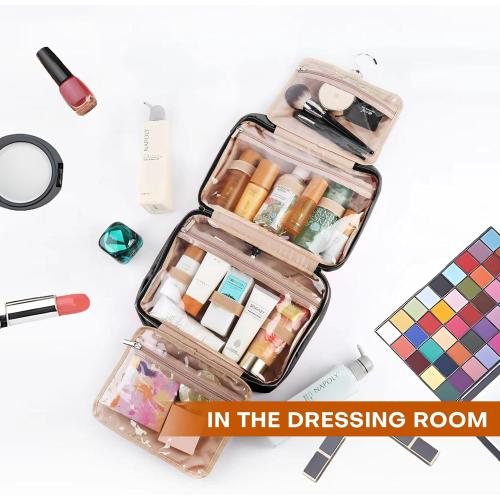 5.8L Travel Toiletry Bag for women - 2.1 GAL Water-resistant Makeup Cosmetic Bag Organizer With Hanging Hook for Travel Accessories Shampoo Full-size Container, Black