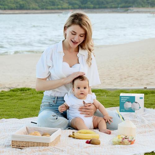 Paruu P10 Hands-Free Breast Pump Wearable, 338mmHg Strong Suction, Low Noise, 4 Modes & 9 Levels, Electric Breast Pump Portable, Smart Display, 19/21/24/28mm Insert/Flange, 2 Pack (White)