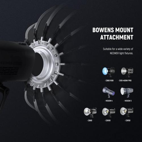 NEEWER Basics Parabolic Softbox Kit, 26/65cm Bowens Mount Soft Box with Light Diffusers for Studio Photography Video Recording Streaming Lighting Compatible with Godox Compatible with Aputure, NS37P