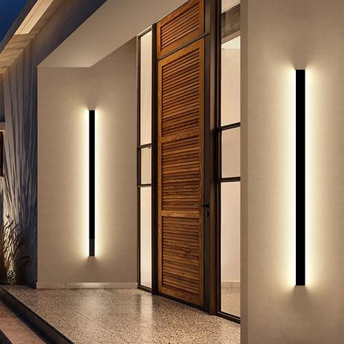 Modern Exterior Lights for House - 39.4inch Long Strip Outdoor Porch & Patio Wall Light Fixture, Dimmable Black Wall Mount Exterior Lighting Wall Sconce Outside Garage Lights for Courtyard, Corridor