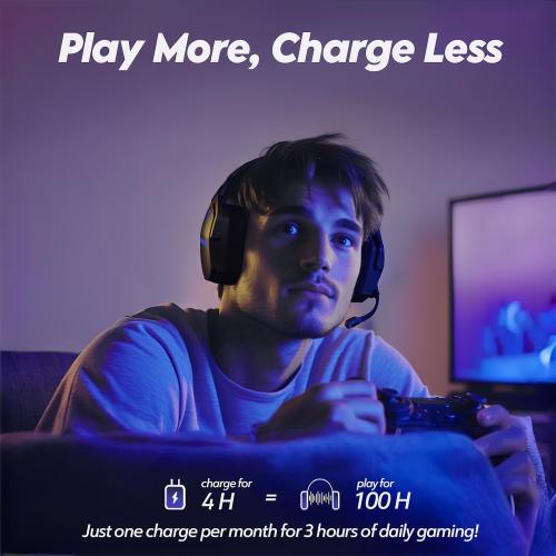 NUBWO Wireless Gaming Headset with Mic for Ps5 Ps4 PC, Zero Interference, 100-Hour Battery All-Day Play, 23ms Sync​ for Fortnite & Call of Duty/FPS Gamers, Triple Mode All Devices Compatible - Blue