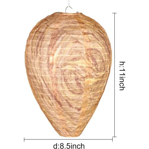 DECYOOL 2 Pack Wasp Nest Decoy Hanging Wasp for Wasps Hornets Yellow Jackets Outdoor Waterproof Material (Dark Brown)