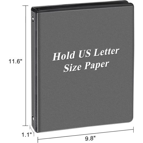 CIXILDTS 0.5-inch Round Ring Binder, Durable 1/2 3 Ring Binder Fit Letter Size Paper, Black, 24-Pack