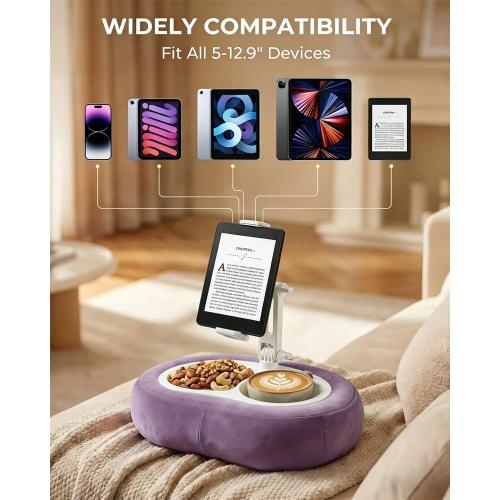 Miledi Tablet Pillow Stand for Bed with 360° Rotating Holder, Purple
