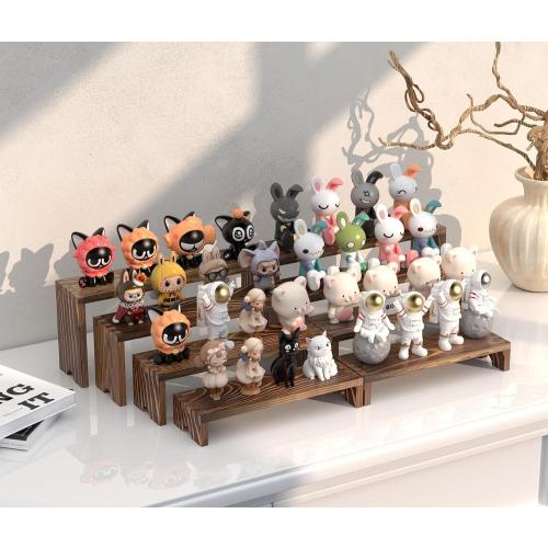 4 Set Wooden Tiered Riser Display Stands for Vendor Events,Stackable Wooden Cupcake Display Stand,Dessert Table Display Set Risers for Decor,Vendor Booth Display Items,Food Display Risers for Party（12-11.2-10.4-9.6IN）