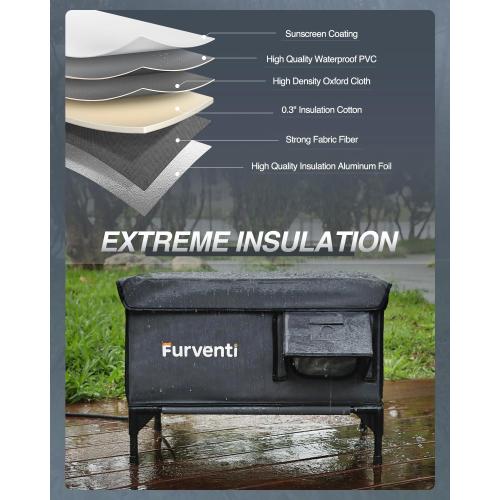 Heated Cat House for Outside,Dual Camera Mounts,100% Weatherproof & Extremely Insulated,Elevated Feral Cat Shelter with Escape Door,Waterproof Eaves for Outdoor Stray Barn Cat(Dark Grey,S)