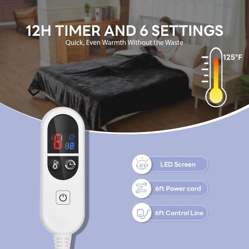 Heated Blanket Electric Blanket Twin Size 62x84 Fast Heating Electric Blanket with 12 Hours Auto-Off and 6 Heating Settings Overheat Protection Cozy Soft Faux Fur Heated Throw Blanket ETL, Leopard
