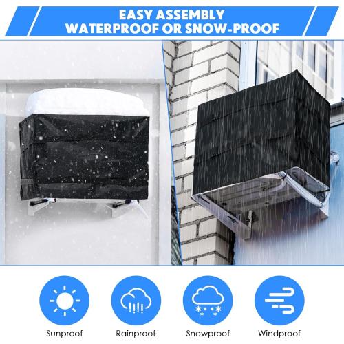 2 Pcs Window Air Conditioner Cover Indoor Outdoor Adjustable Waterproof Window Ac Cover Outdoor with Drawstring for Winter(White & Black,Inside 17 x 14 x 3.5 in, Outside 17 x 12 x 13 in)