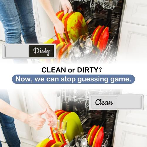 Oxepleus Dishwasher Magnet Clean Dirty Sign, Farmhouse Rustic Wood Design Black and White Non-Scratch/Easy to Read & Slide/Strong Magnetism Kitchen Storage and Decoration Accessories (A-Silver)