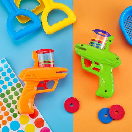 Sumind 2 Pcs Foam Disc Shooter Disc Launcher Zip Shot Shooter Blasters for Birthday Gifts Family Gatherings Games Outside Yard Activities (Orange,Green)