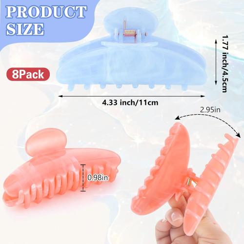 8 Pcs Acrylic Hair Claw Clips Cute Large Non-Slip Acetate Claw Clips Bulk for Thick Thin Hair, Pastel Color French Barrettes Accessories for Women Girls Home Out Headpiece